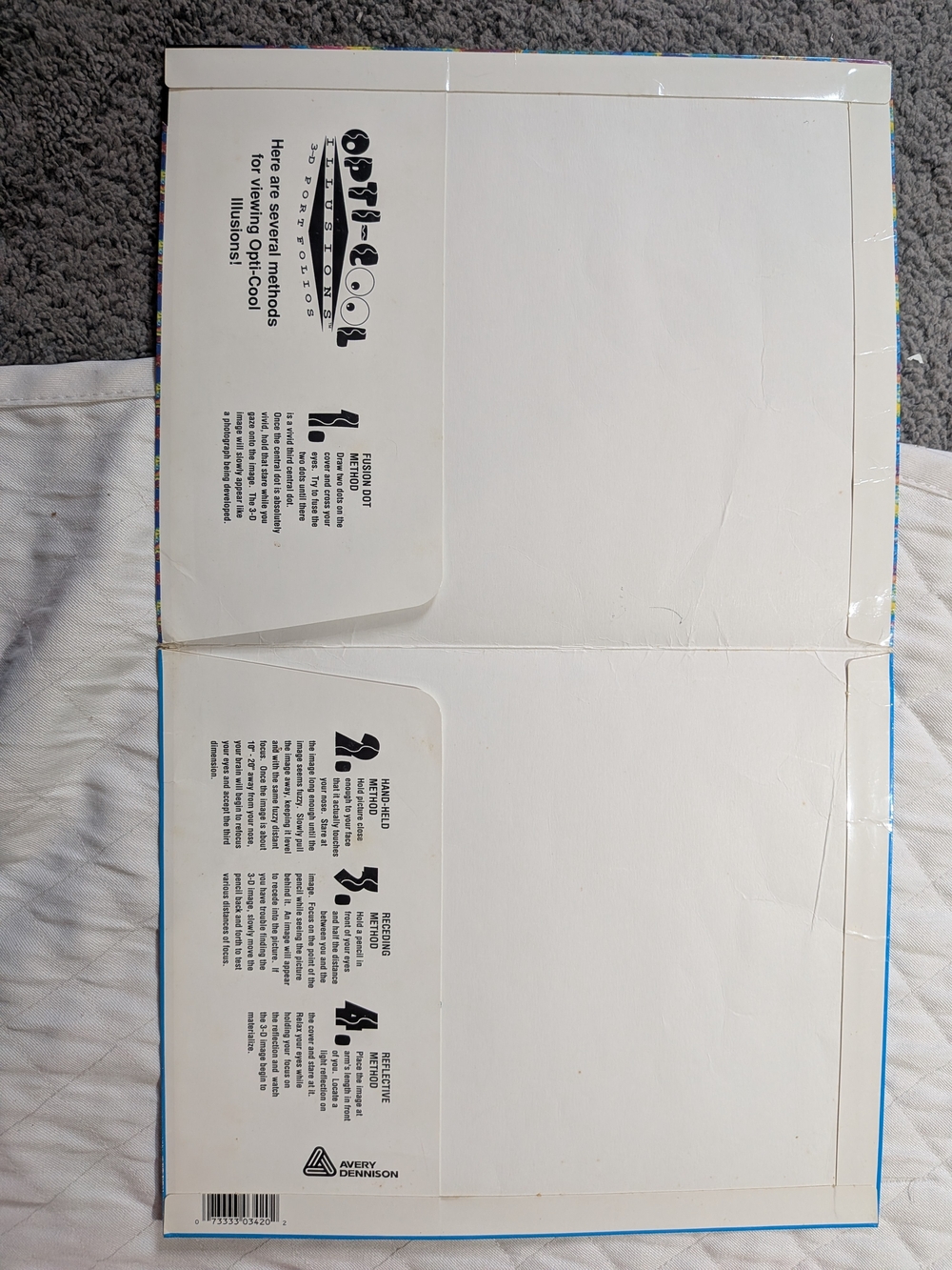 2 pc Vintage 90s Opti-Cool 3-D Illusion Folders Autostereogram Avery Dennison - Picture 2 of 4